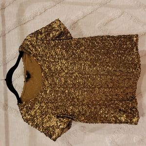 H&M sequin short sleeve. Gold.